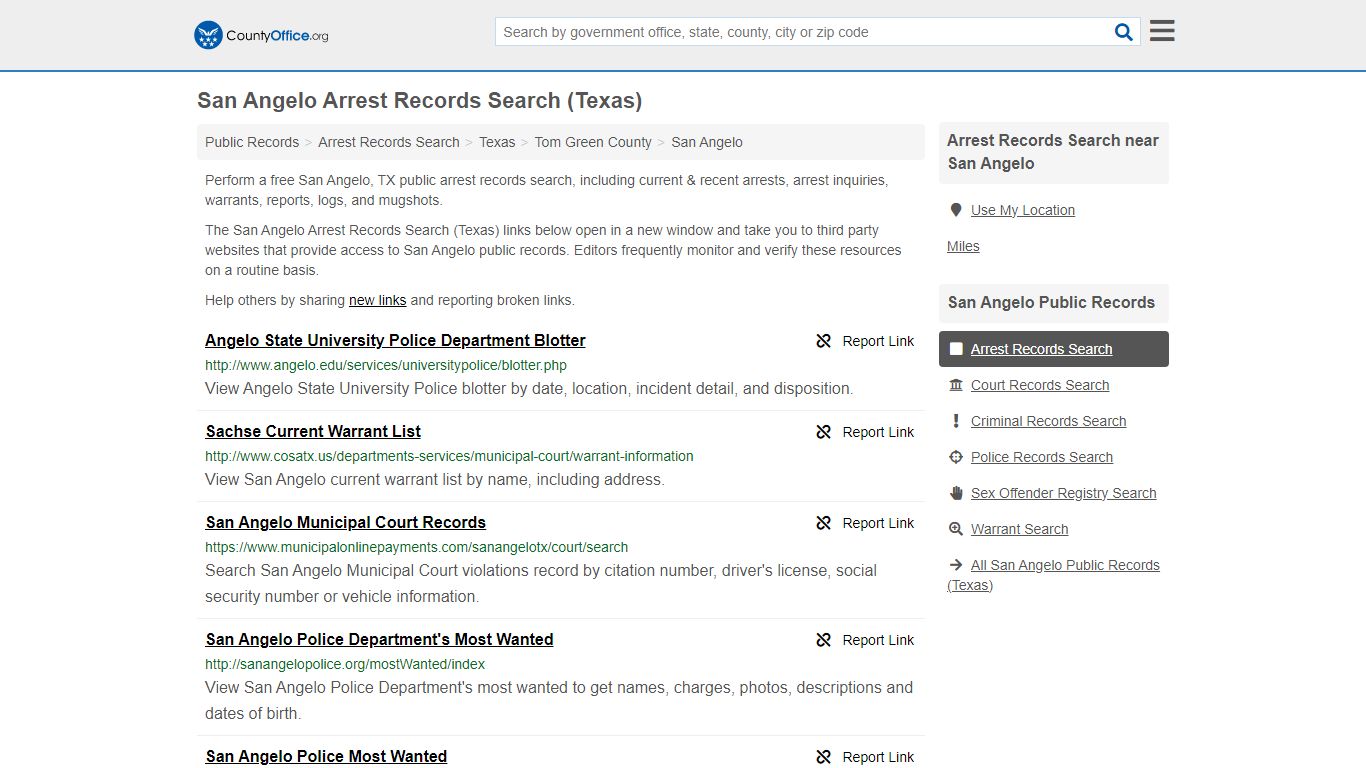 Arrest Records Search - San Angelo, TX (Arrests & Mugshots) - County Office